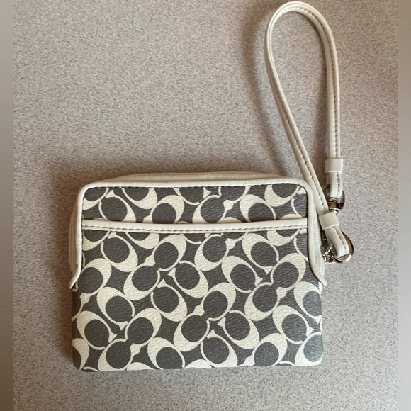 Coach Gray and Cream Wristlet - Picture 4 of 8